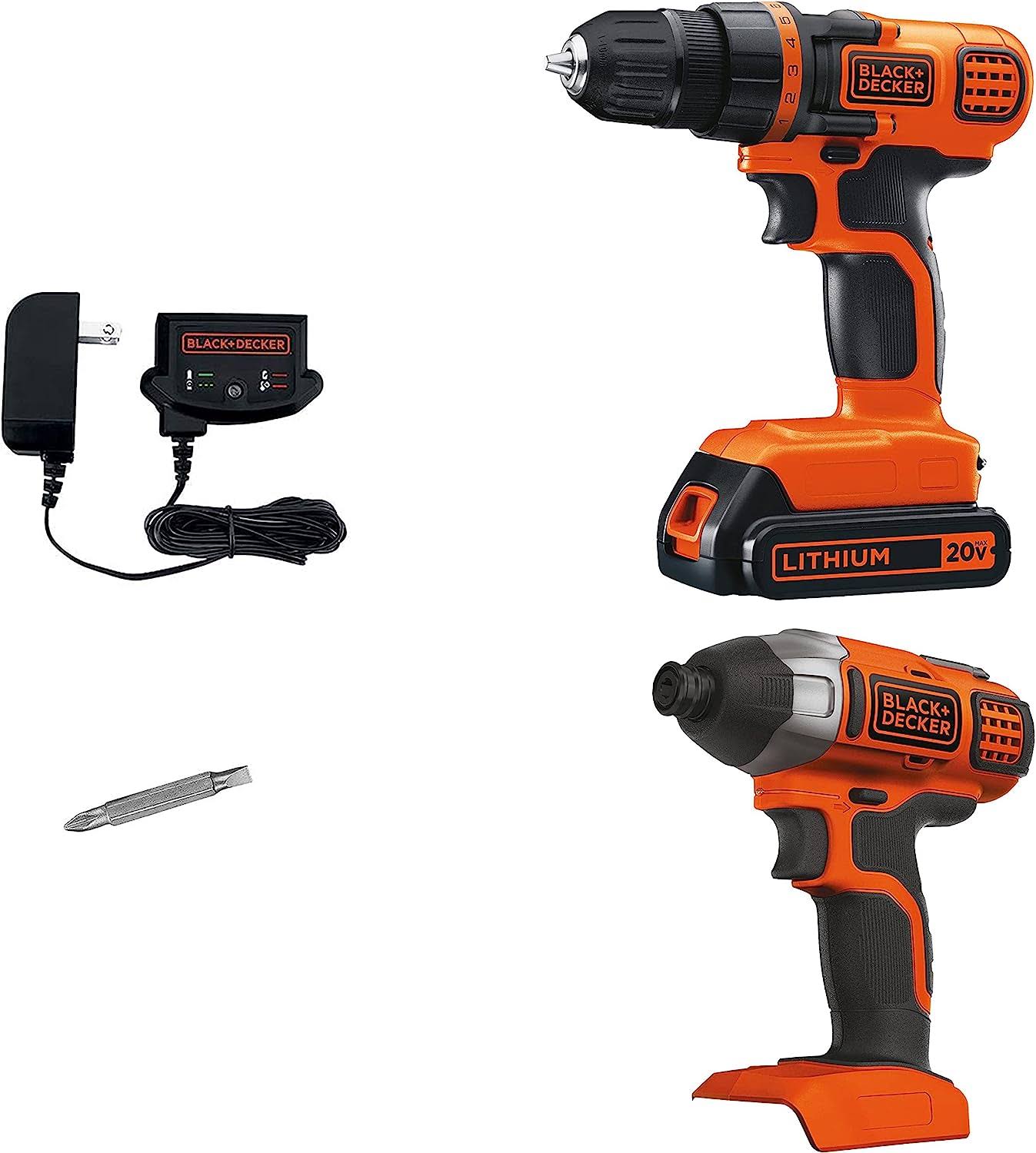 20V MAX Cordless Drill and Impact Driver, Power Tool Combo Kit with Battery and Charger (BD2KITCDDI)