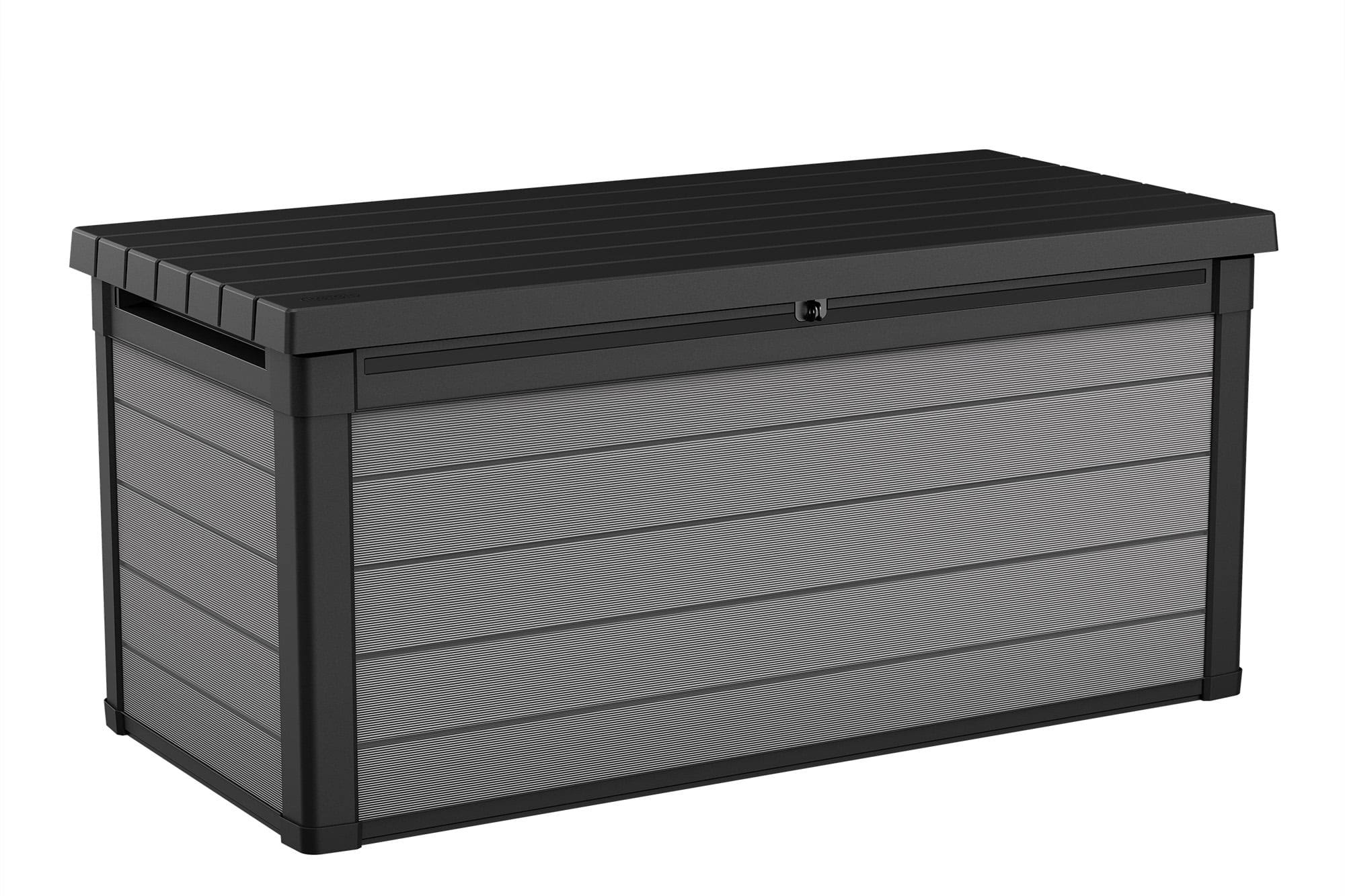 Premier Outdoor 150 Gallon Wood and Resin Deck Box, Black and Gray