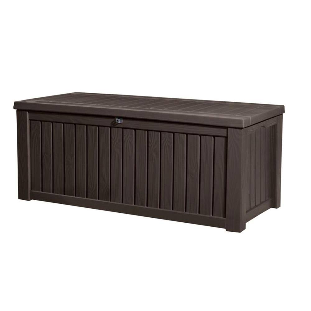 Rockwood Outdoor Plastic Deck Box, All-Weather Resin Storage, 150 Gal, Grey