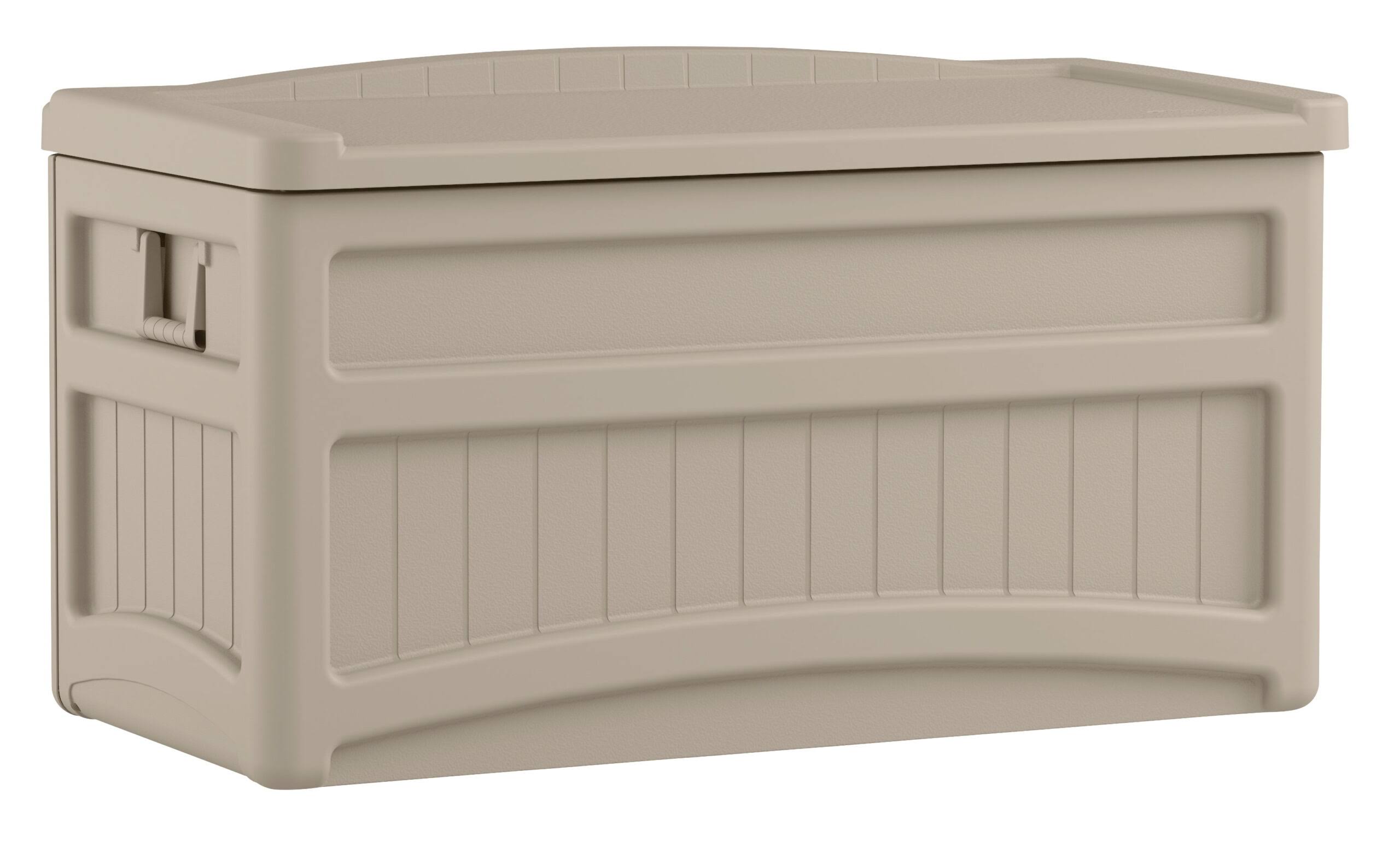 73 Gallon Resin Deck Box with Seat, Light Taupe