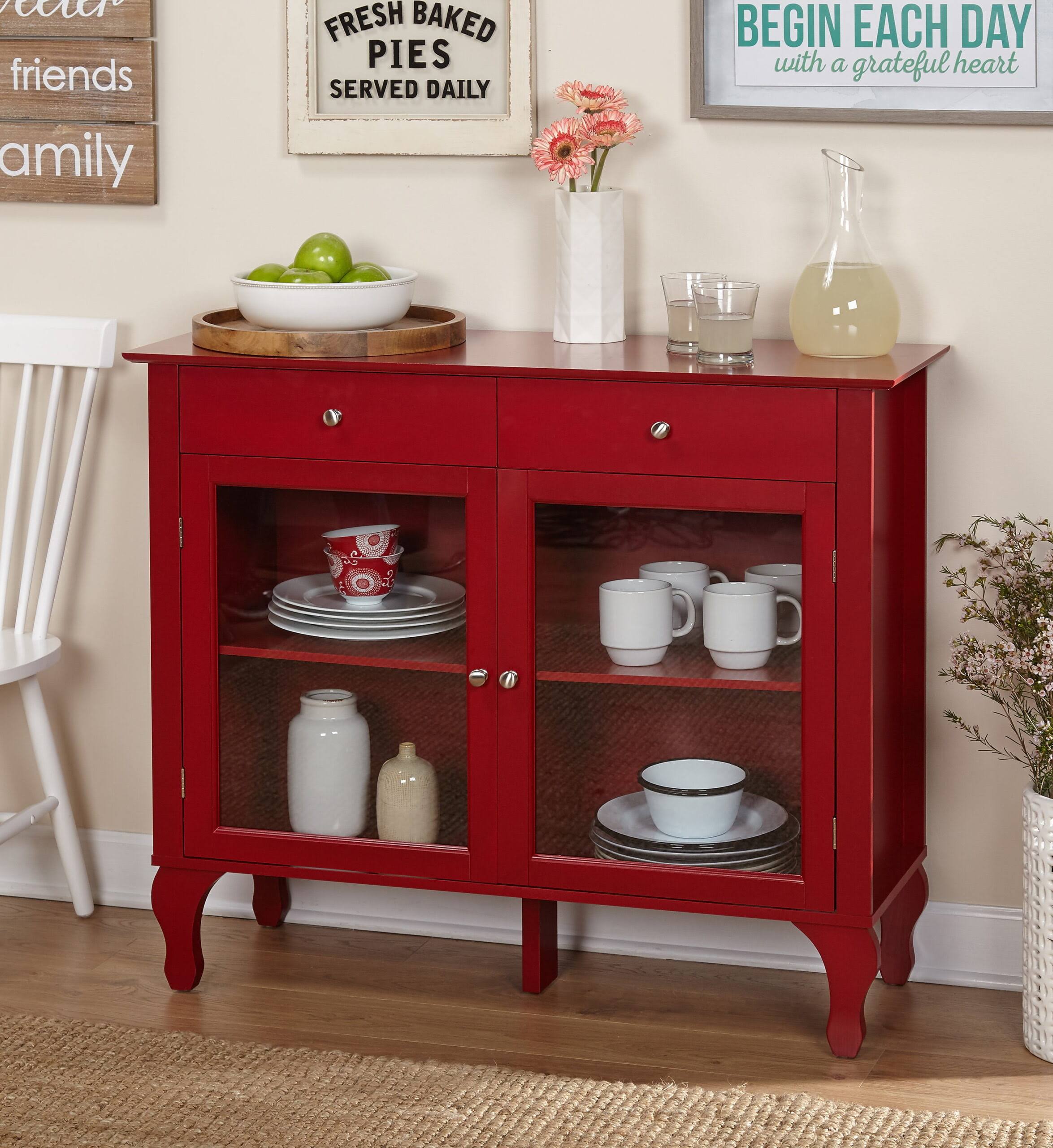 TMS Layla 2-Drawer Buffet Cabinet, Red