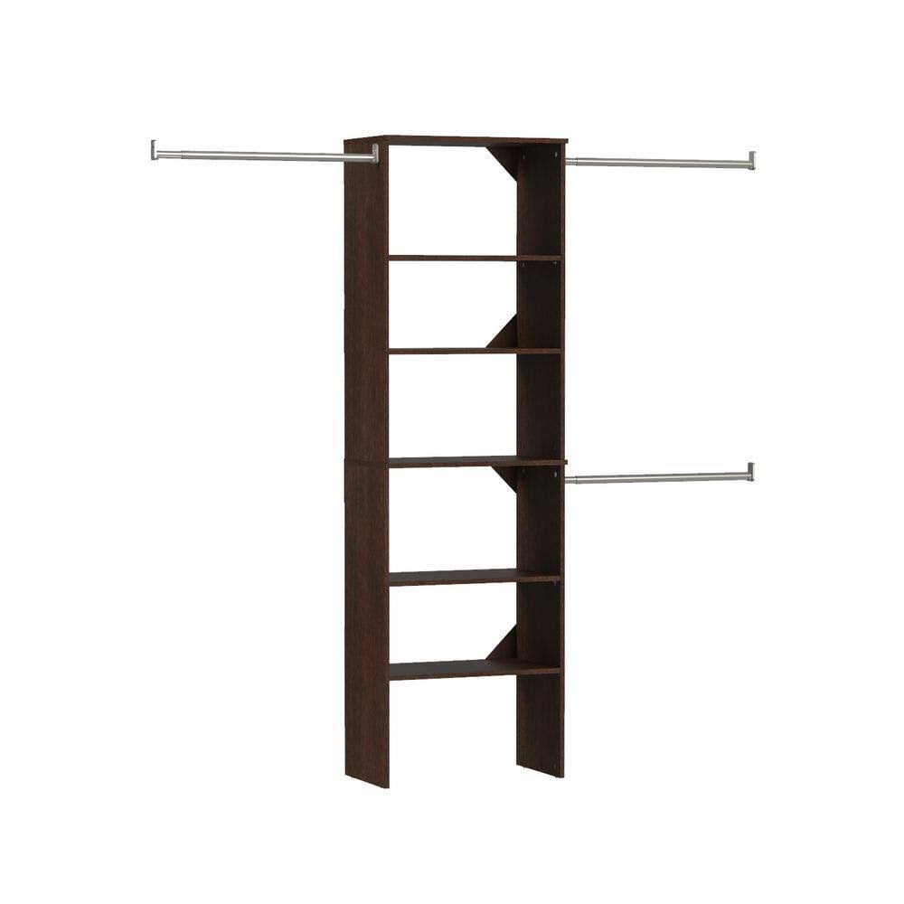 4369 Style+ 84 in. W   120 in. W Chocolate Wood Closet System