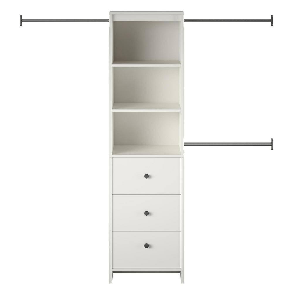 SystemBuild Evolution DE98517 73.07 in. W x 89.1 in. W White Wall Mount Adjustable Engineered Wood Closet System with 3 Clothing Rods