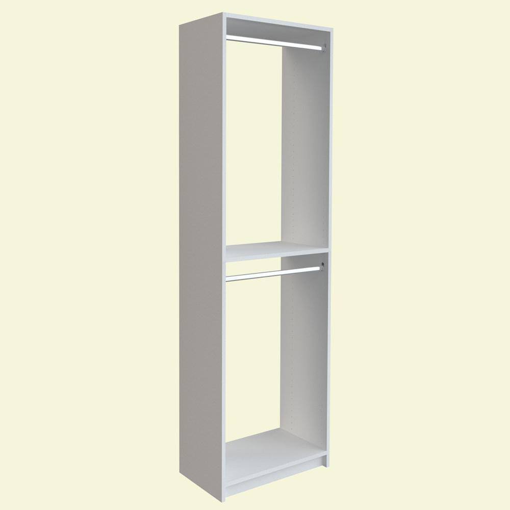 SNT1-WH 14 in. D x 25.375 in. W x 84 in. H White Double Hanging Tower Wood Closet System Kit