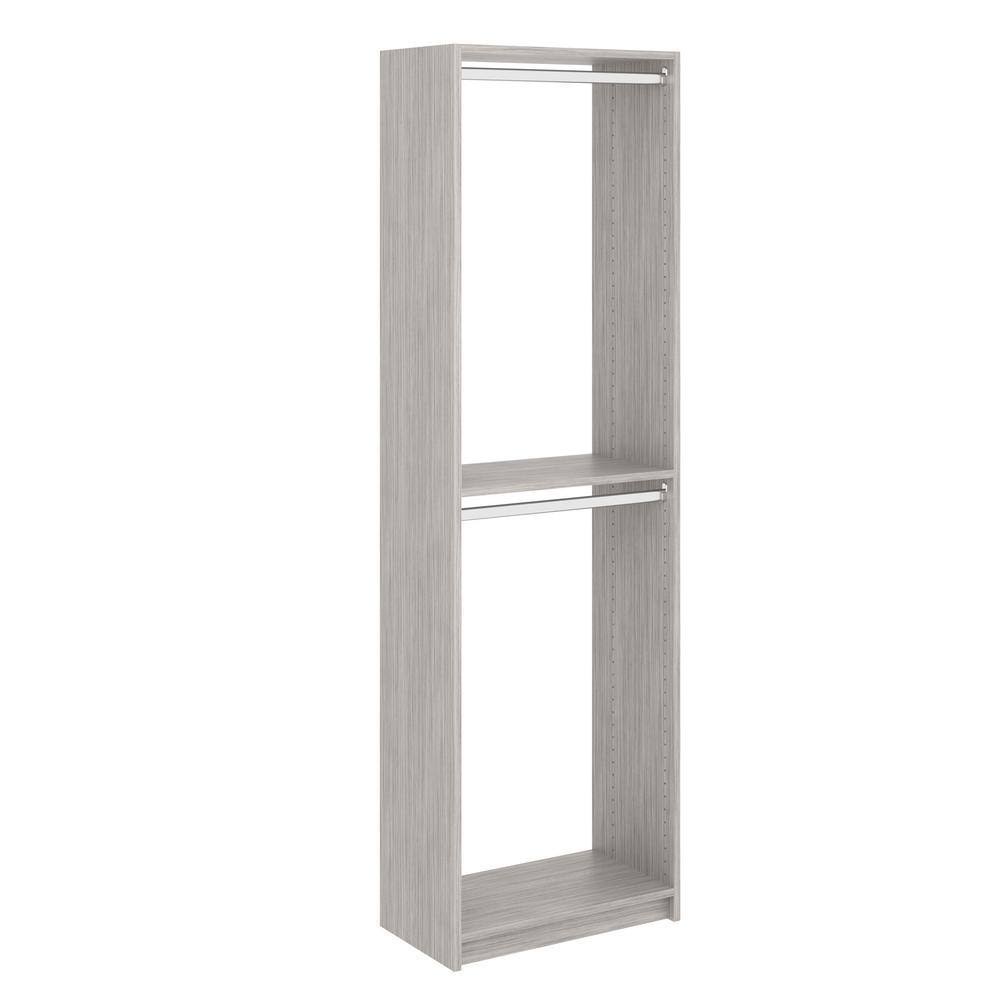 SNT1-CG 14 in. W D x 25.375 in. W x 84 in. H Seashore Grey Double Hanging Tower Wood Closet System