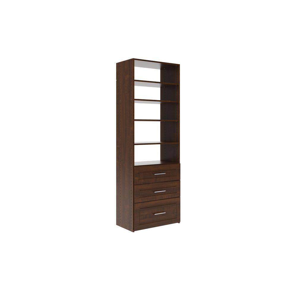TR66 25 in. W Espresso Modern Raised Premier Wood Closet System
