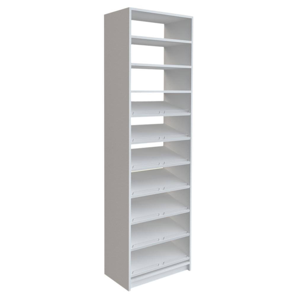 SNT4-WH 14 in. D x 25.375 in. W x 84 in. H White Shoe Storage Tower Wood Closet System Kit