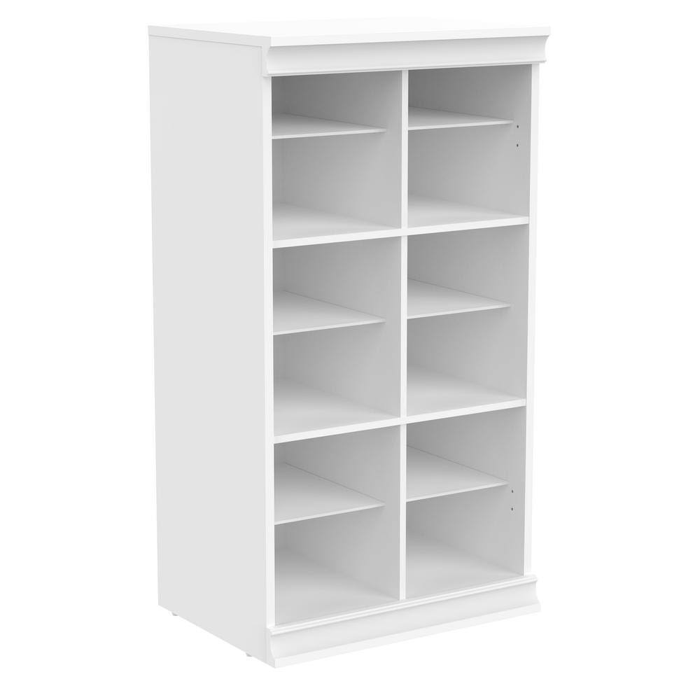 456000 21.39 in. W White Modular Storage Stackable Wood Closet System 12-Shelf Unit with Dividers
