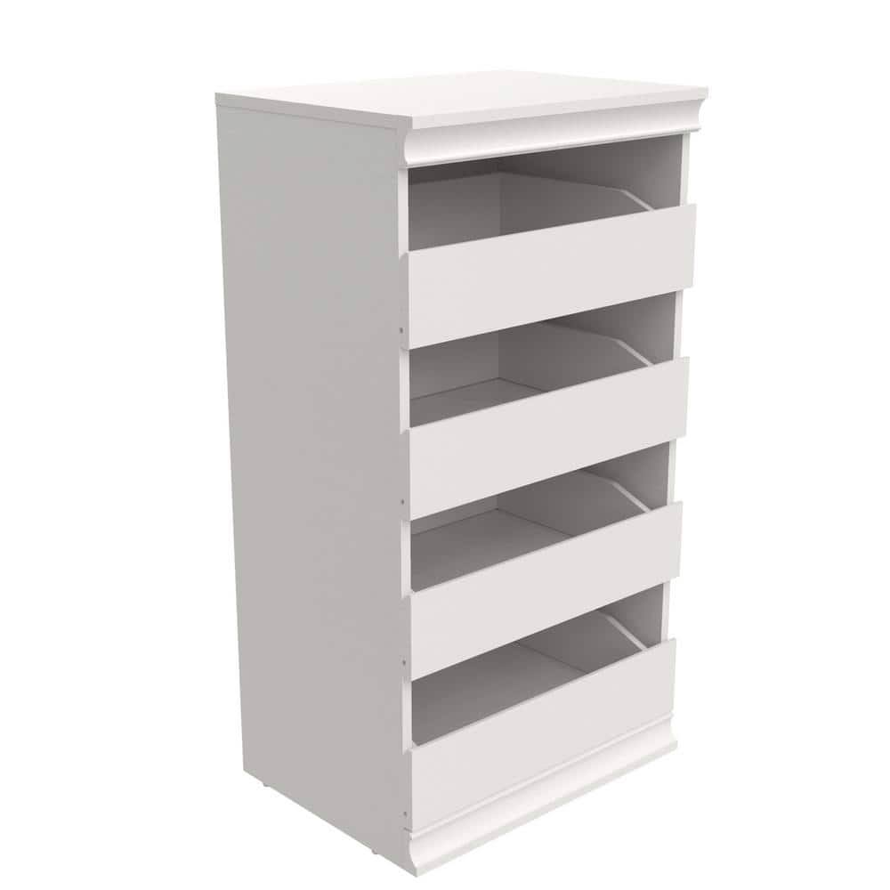 456100 21.39 in. W White Modular Storage Stackable Unit with 4-Drawers Wood Closet System