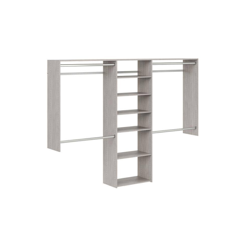 GR53 Essential Deluxe 60 in. W   96 in. W Rustic Grey Wood Closet System