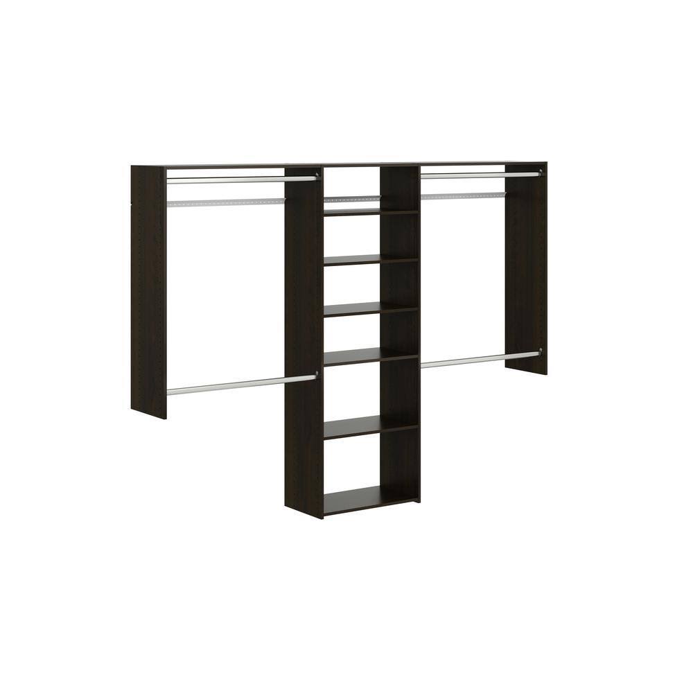 TR53 Essential Deluxe 60 in. W   96 in. W Espresso Wood Closet System