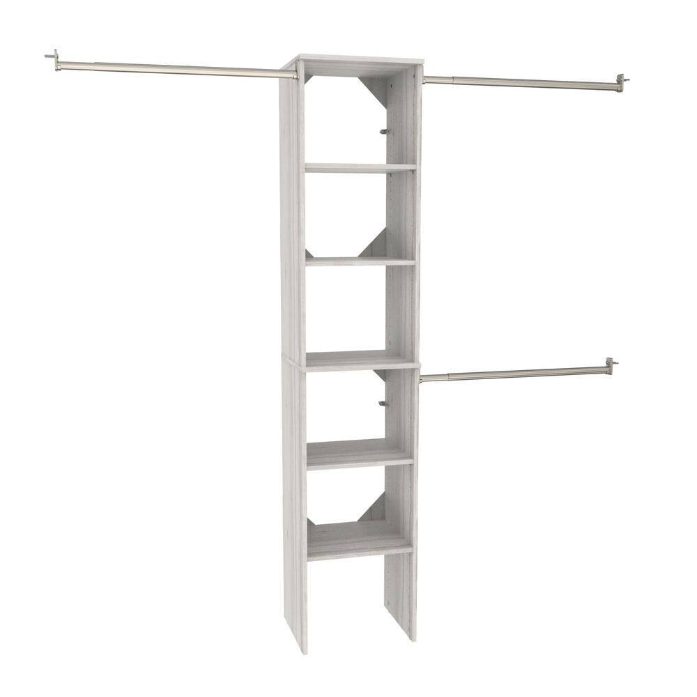 4361 Style+ 72 in. W   113 in. W Bleached Walnut Narrow Wood Closet System