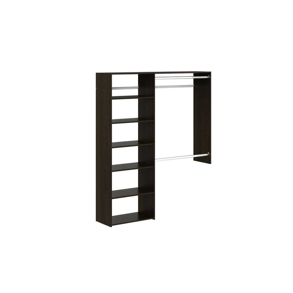 TR54 Essential 36 in. W   60 in. W Espresso Wood Closet System