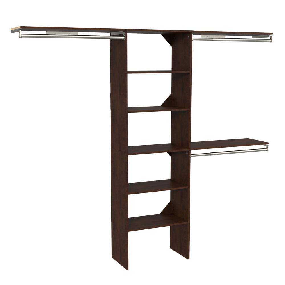 6705 Style+ 73.12 in. W   121.12 in. W Chocolate Basic Floor Mount Closet Kit with Top Shelves