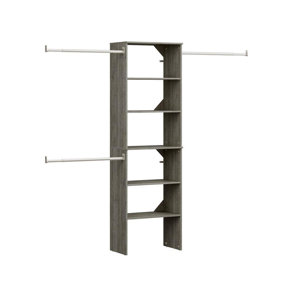 3272 Style+ 84 in. W   120 in. W Coastal Teak Wood Closet System