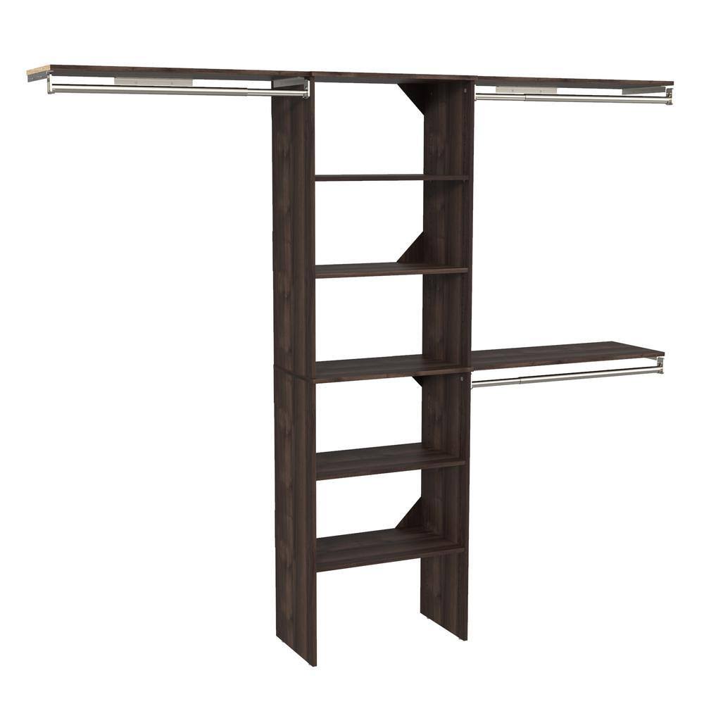 6703 Style+ 73.1 in W   121.1 in W Modern Walnut Basic Wood Closet System Kit