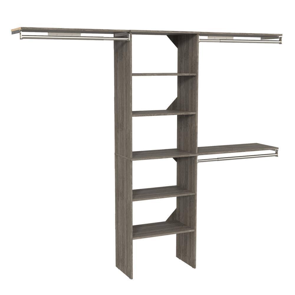 6702 Style+ 73.1 in W   121.1 in W Coastal Teak Basic Wood Closet System Kit