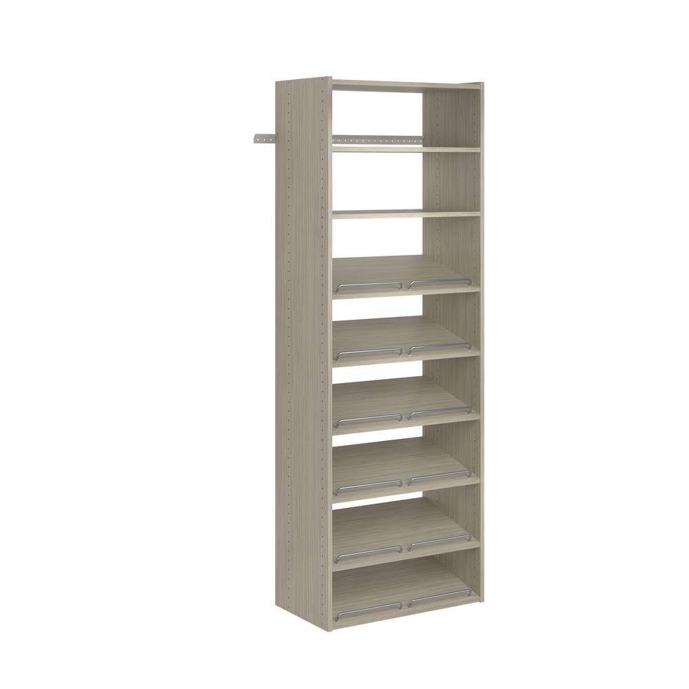 GR28 Essential Shoe 25 in. W Rustic Grey Wood Closet Tower