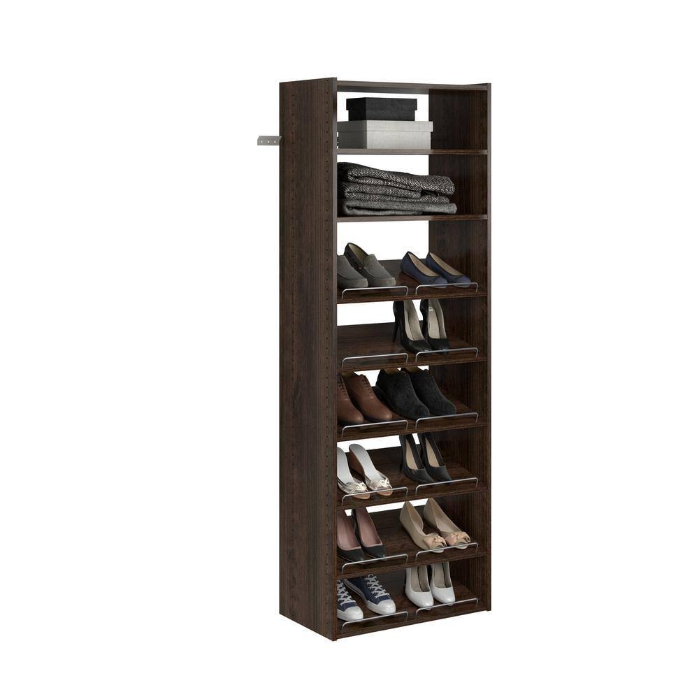 TR28 Essential Shoe 25 in. W Espresso Wood Closet Tower