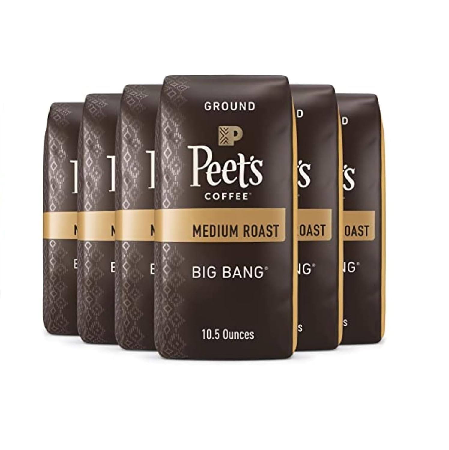 Peet s Coffee, Medium Roast Ground Coffee   Big Bang 63 Ounces (Six Bags of 10.5 Ounce)