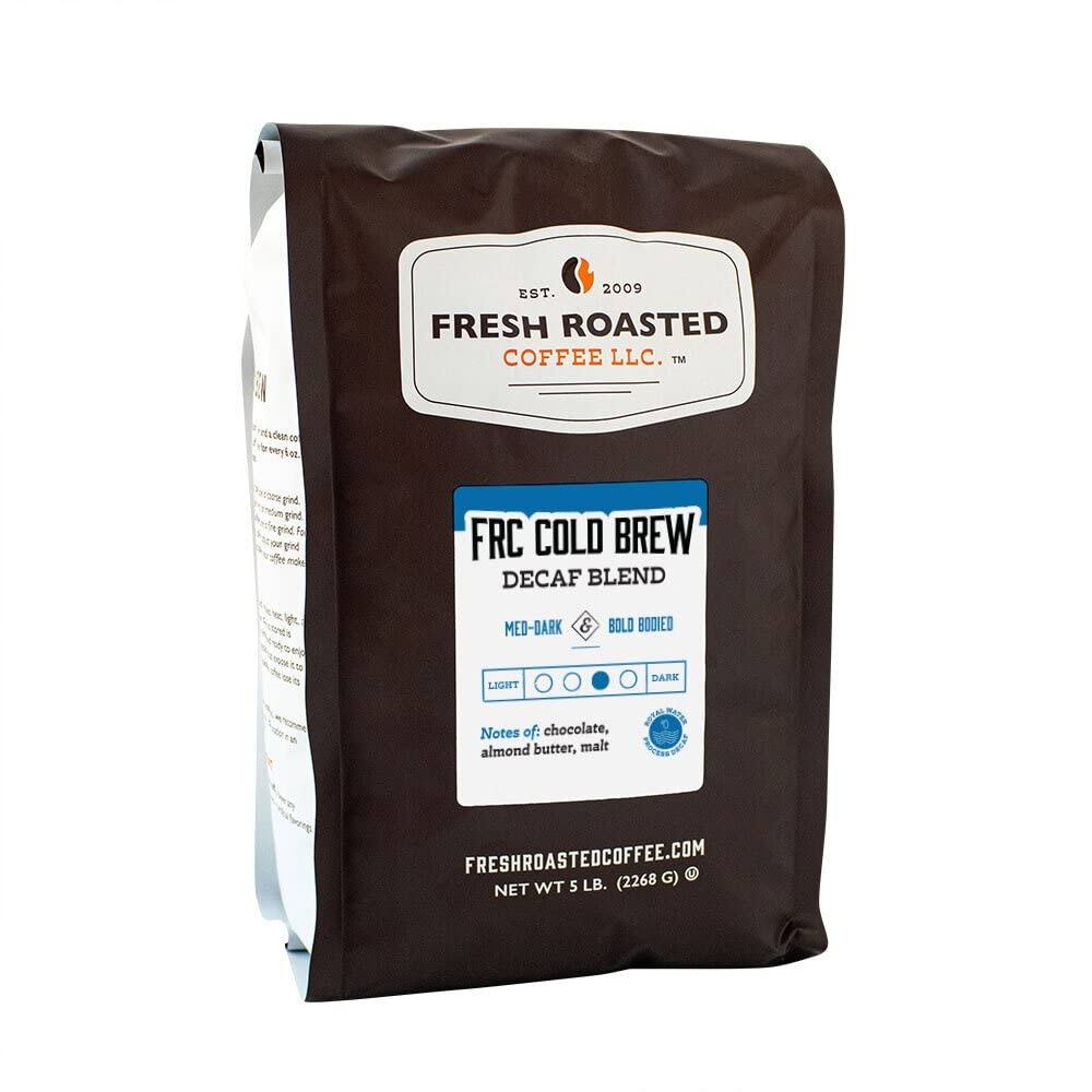 Fresh Roasted Coffee, FRC Cold Brew Decaf, 5 lb, Medium-Dark Roast, Kosher, Coarse Grind