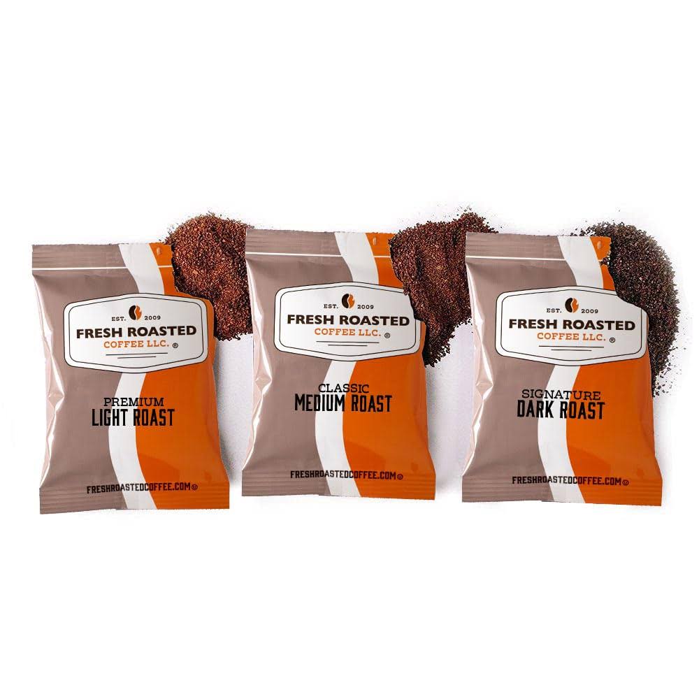 Fresh Roasted Coffee, FRC Light, Medium,   Dark Roast Blends, Kosher, Pre-Ground Fractional Packs, 2.25 Ounce, 36 Count