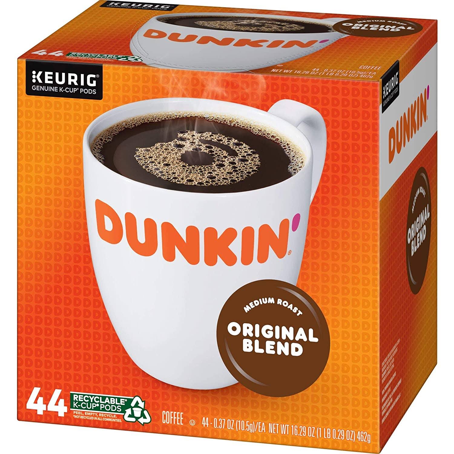 Dunkin  Original Blend Medium Roast Coffee, 176 Keurig K-Cup Pods(44 count,pack of 4)