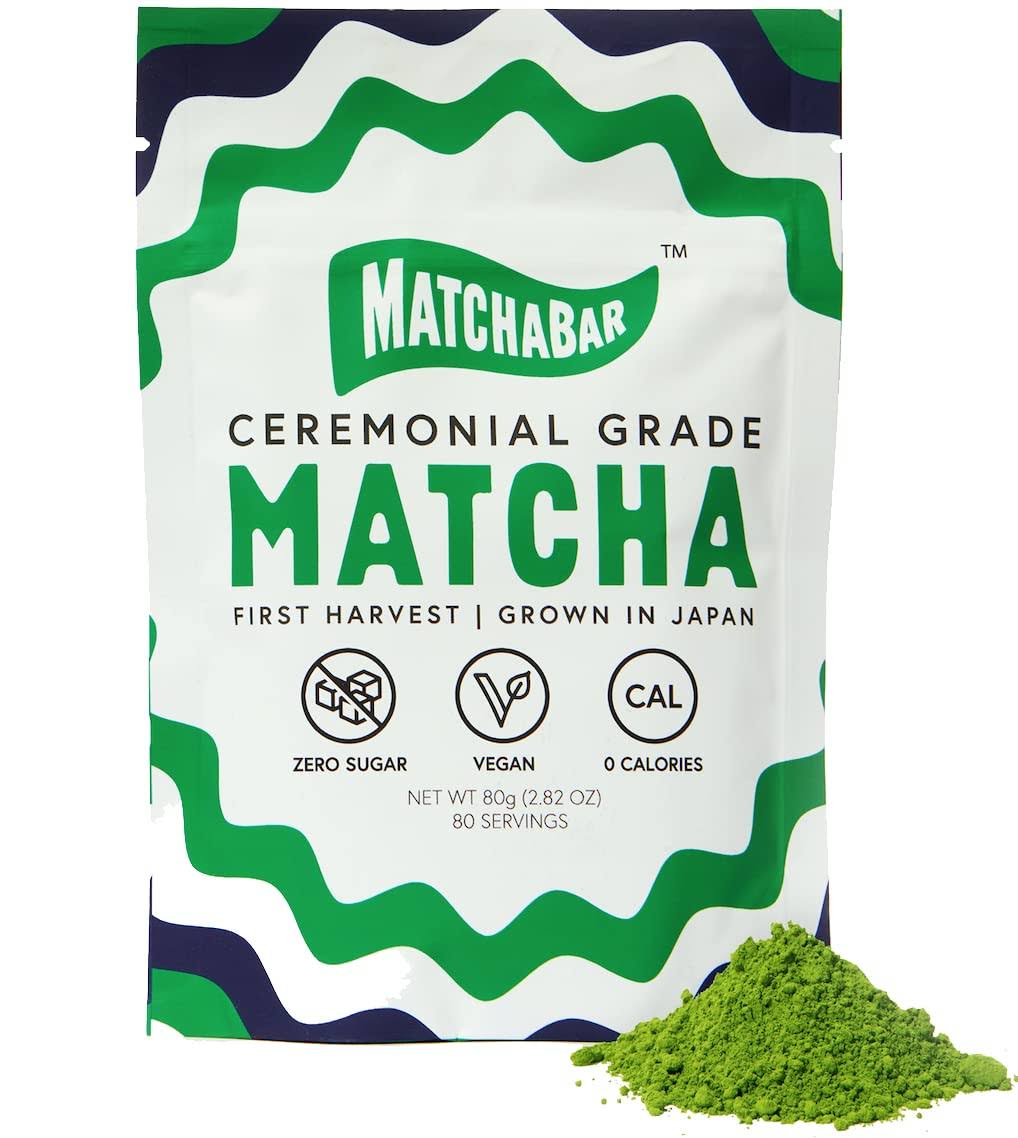 MATCHABAR Ceremonial Grade Matcha Green Tea Powder | Harvested in Japan | Premium Japanese Matcha Latte Powder | Green Tea Matcha Powder   Authentic Matcha Tea Powder, Matcha Powder Latte (80g Pouch)