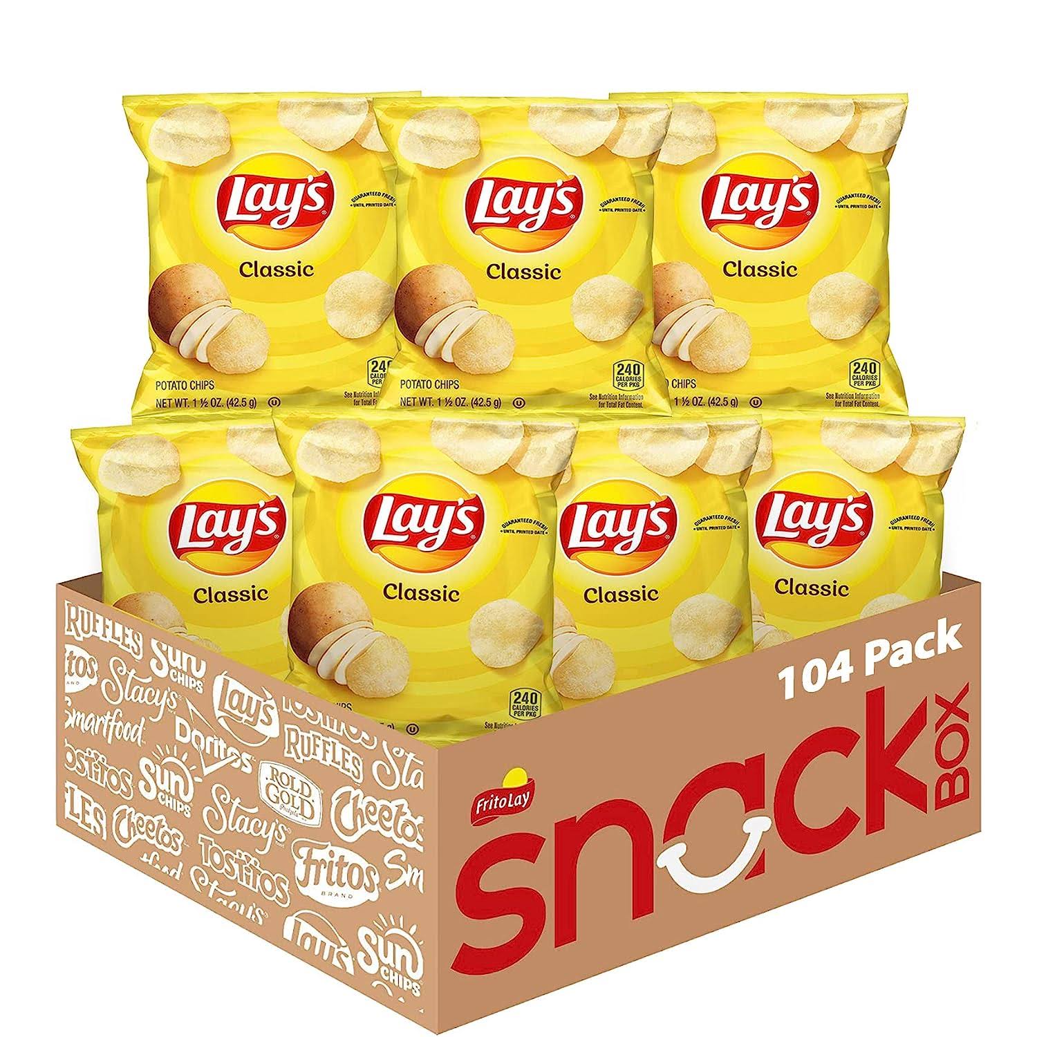 Lay s Classic Potato Chips, 1 Ounce (Pack of 104)