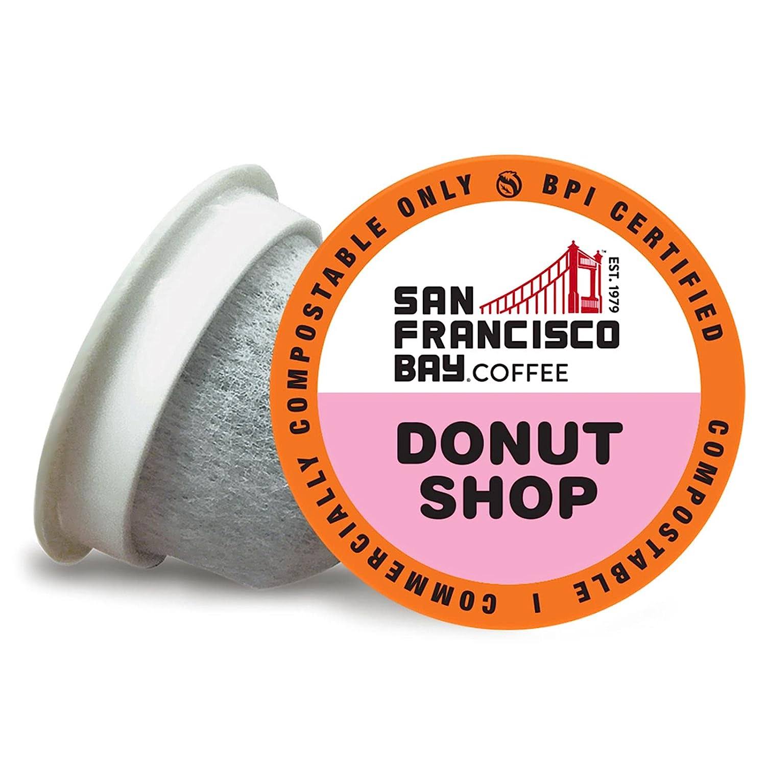 San Francisco Bay Compostable Coffee Pods   Donut Shop (80 Ct) K Cup Compatible including Keurig 2.0, Light Roast