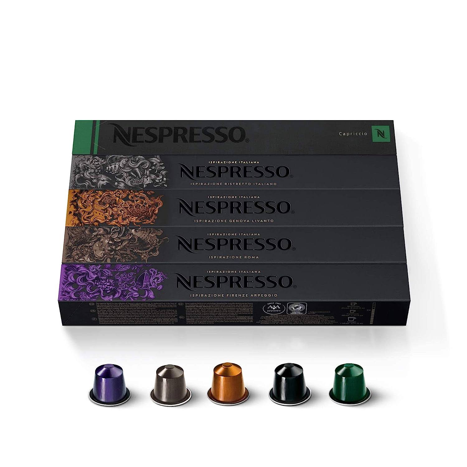 Nespresso Capsules OriginalLine, Ispirazione Variety Pack, Medium   Dark Roast Espresso Coffee, 50 Count Espresso Coffee Pods, Brews 1.35 Ounce (ORIGINALLINE ONLY)