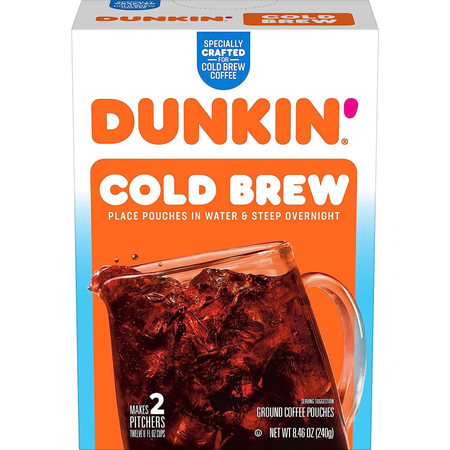 Dunkin  Cold Brew Ground Coffee Packs, 8.46 Ounces (Pack of 6)