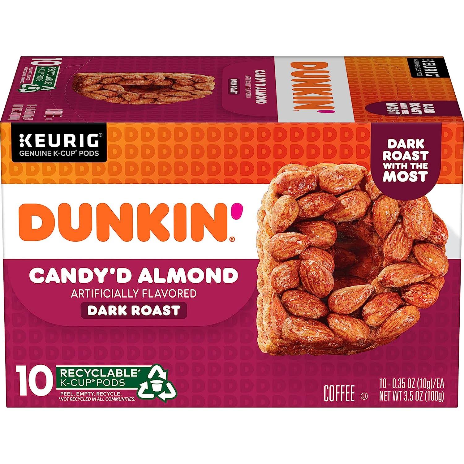 Dunkin  Candy d Almond Dark Roast Flavored Coffee, 60 Keurig K-Cup Pods