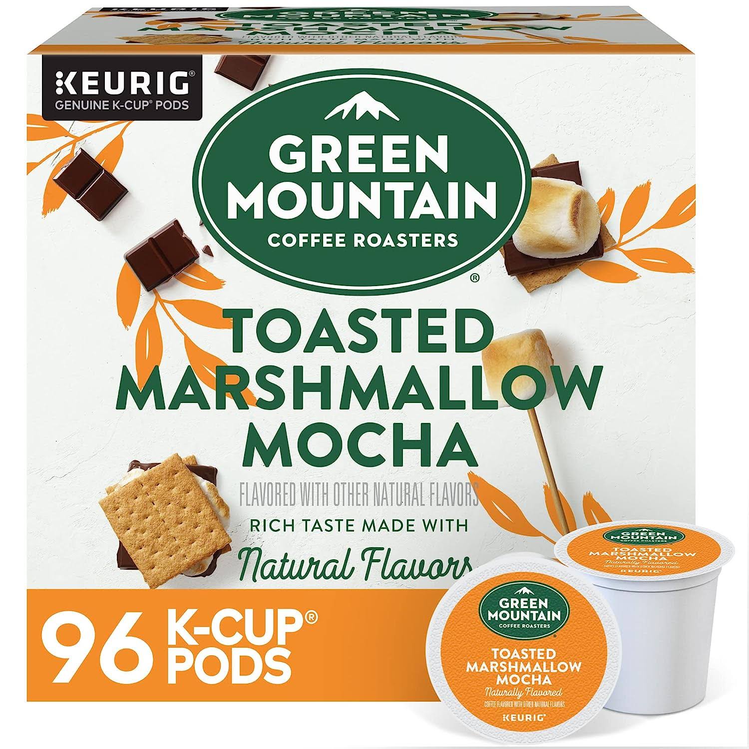 Green Mountain Coffee Roasters Toasted Marshmallow Mocha, Single-Serve Keurig K-Cup Pods, Flavored Light Roast Coffee Pods, 96 Count