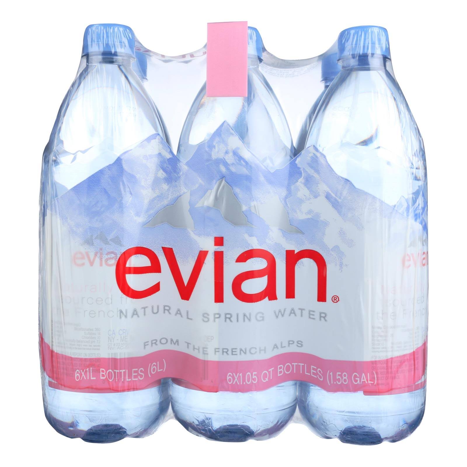 Evians Spring Water Spring Water   Plastic   Case Of 2   6/1 Ltr
