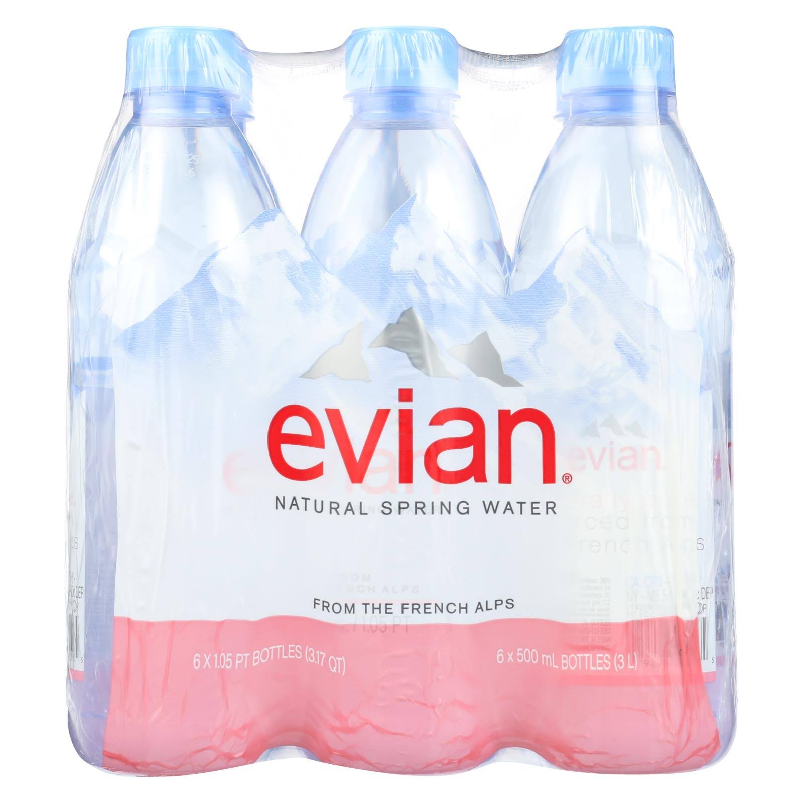 Evians Spring Water Natural Spring Water   Case Of 4   16.9 Fl Oz.
