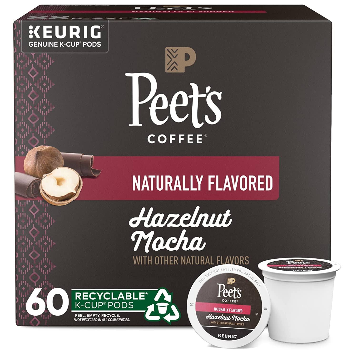 Peet s Coffee Hazelnut Mocha   60 K-Cup Pods for Keurig Brewers (6 boxes of 10 pods), Light Roast