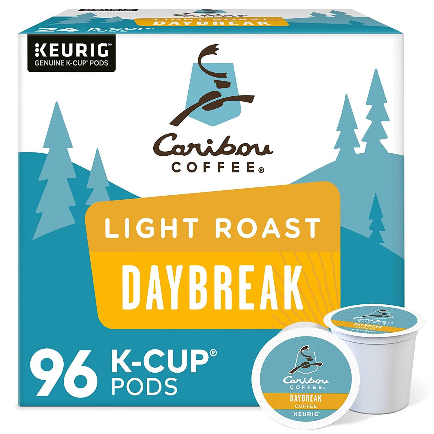 Caribou Coffee Daybreak Morning Blend, Single-Serve Keurig K-Cup Pods, Light Roast Coffee, 24 Count (Pack of 4)
