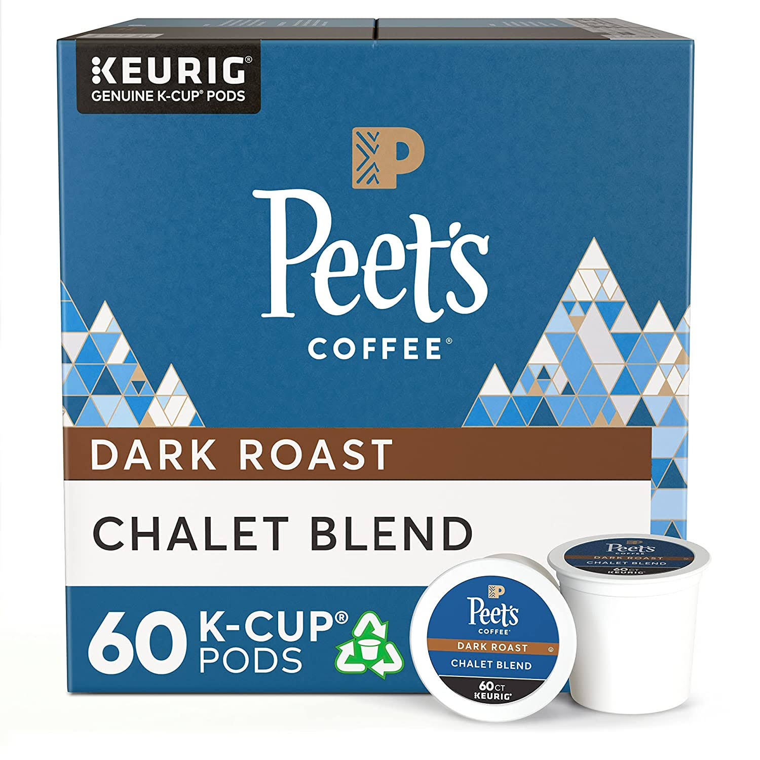 Peet s Coffee, Dark Roast K-Cup Pods for Keurig Brewers   Chalet Blend 60 Count (1 Box of 60 K-Cup Pods)
