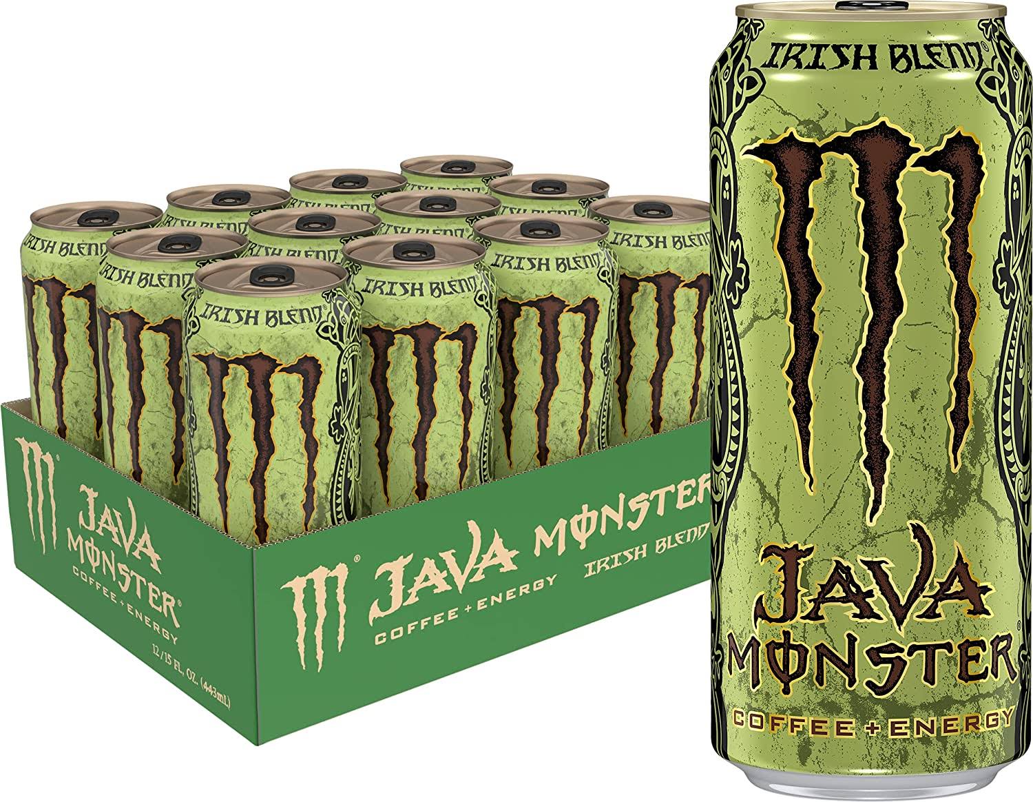 Monster Energy Java Monster Irish Blend, Coffee + Energy Drink, 15 Ounce (Pack of 12)