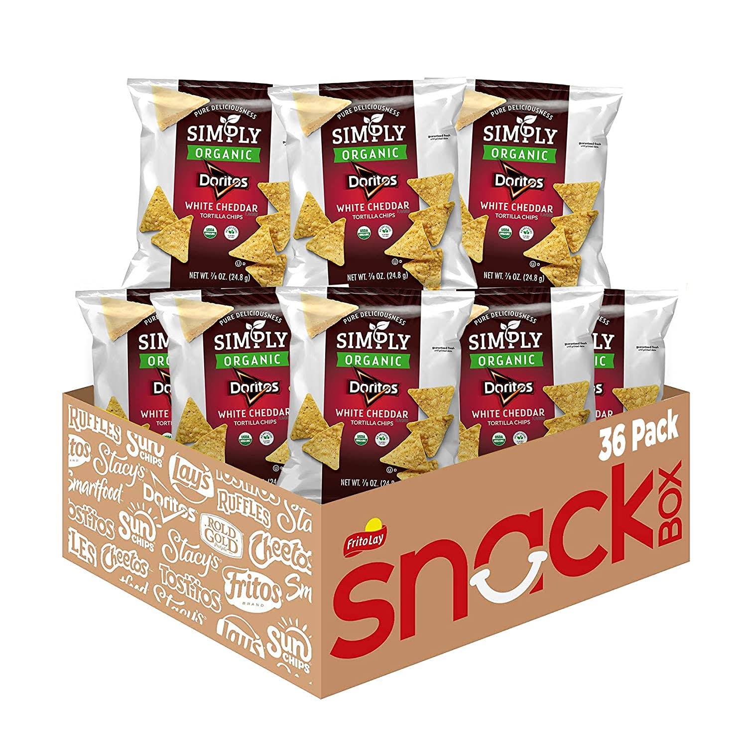 Simply Doritos White Cheddar Tortilla Chips, 0.875 Ounce (Pack of 36)