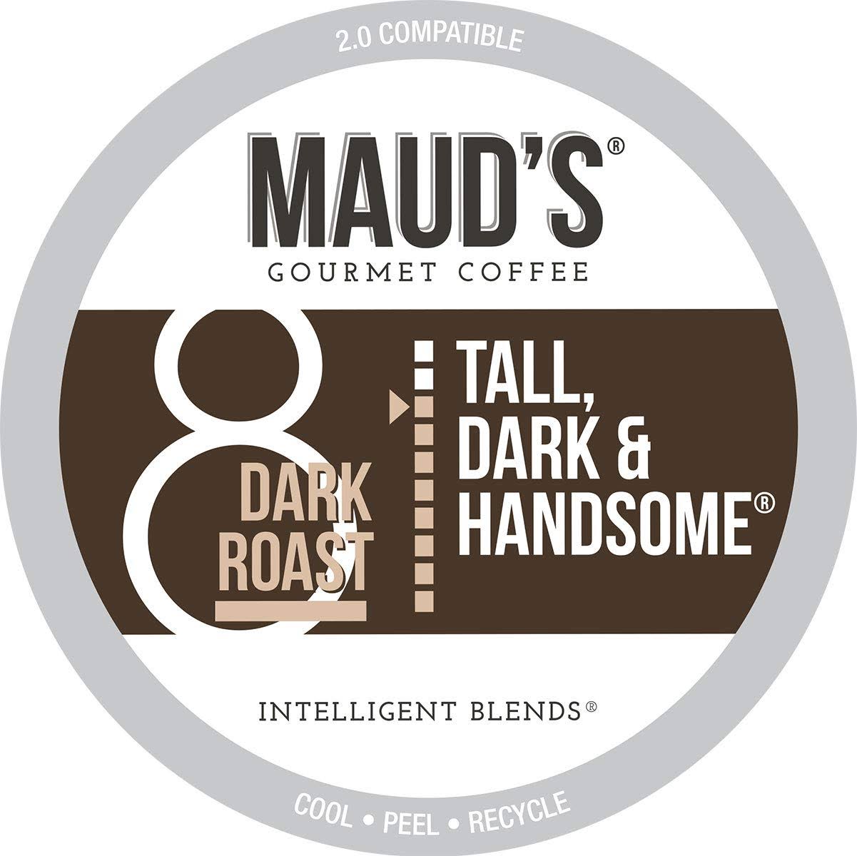 Maud s Dark Roast Coffee (Tall Dark   Handsome), 100ct. Solar Energy Produced Recyclable Single Serve Dark Roast Coffee Pods – 100% Arabica Coffee California Roasted, KCup Compatible