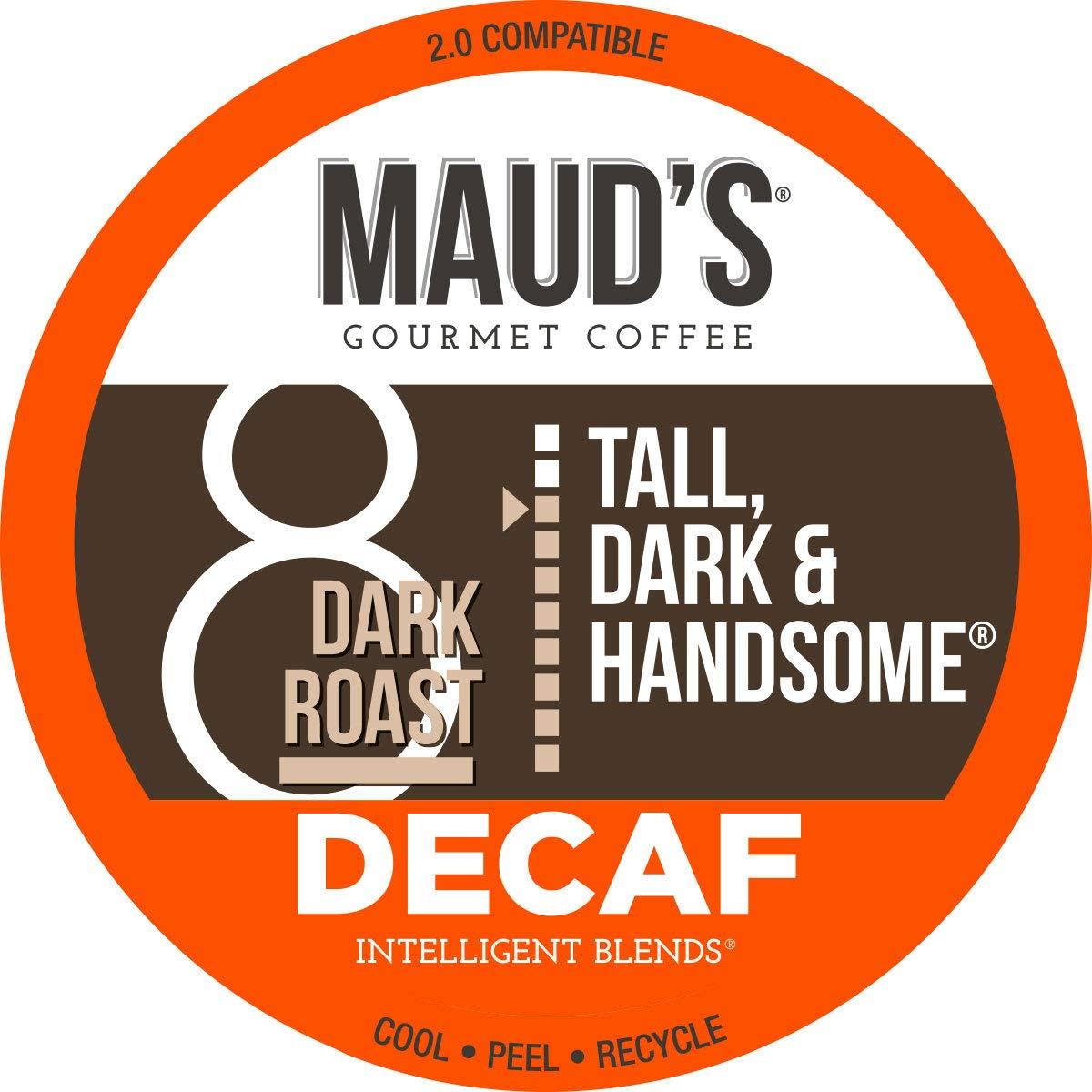 Maud s Dark Roast Decaf Coffee (Decaf Tall Dark and Handsome) 100ct. Solar Energy Produced Recyclable Single Serve Decaf Dark Roast Coffee Pods, 100% Arabica Coffee California Roasted, KCup Compatible