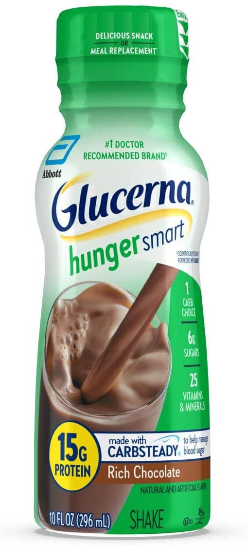 Glucerna Hunger Smart Shake, Diabetic Drink, Blood Sugar Management, 15g Protein, 180 Calories, Rich Chocolate