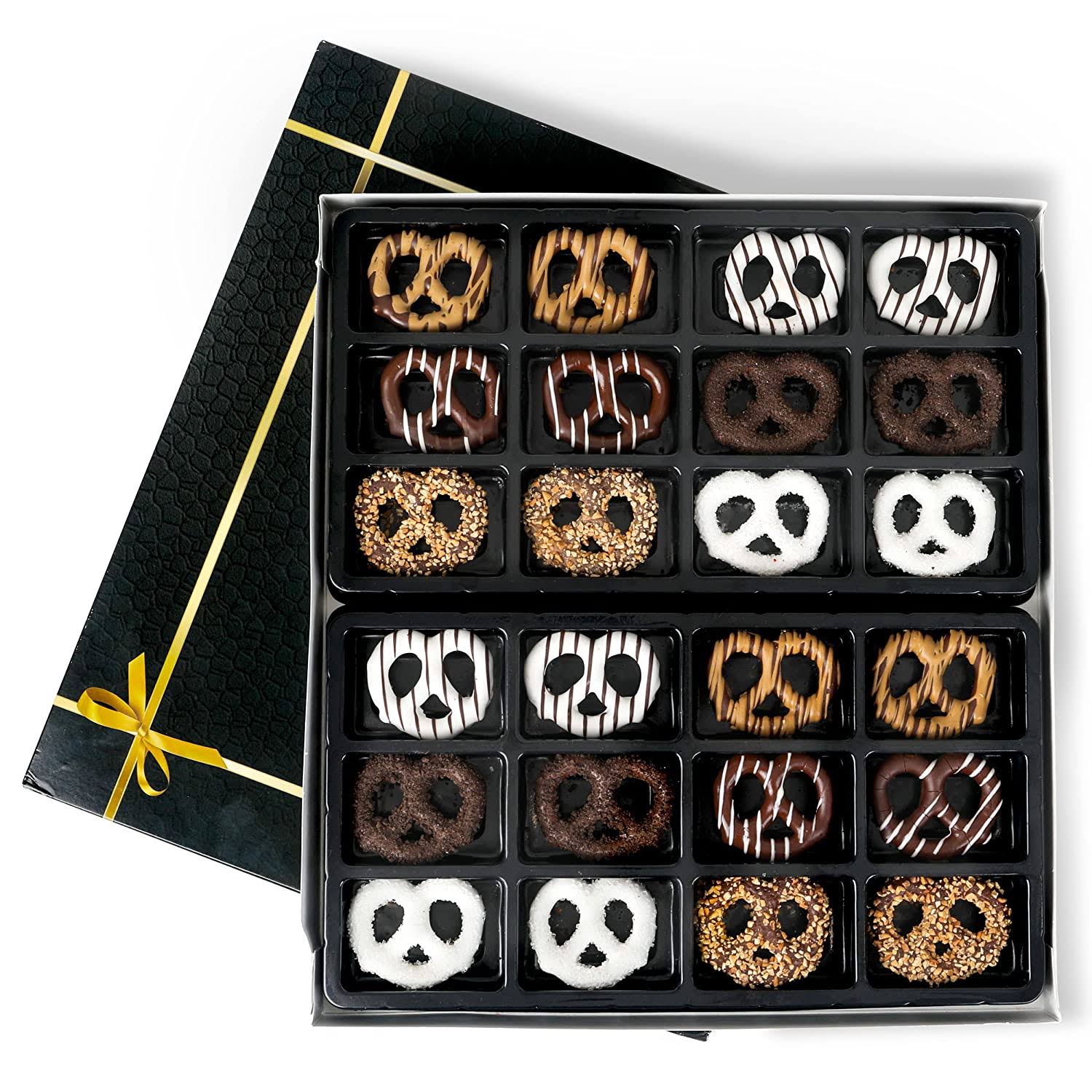 The Pretzel Plate Chocolate Covered Pretzels Gift Box- Vegan Gourmet Assorted Dark   White Chocolates Gift
