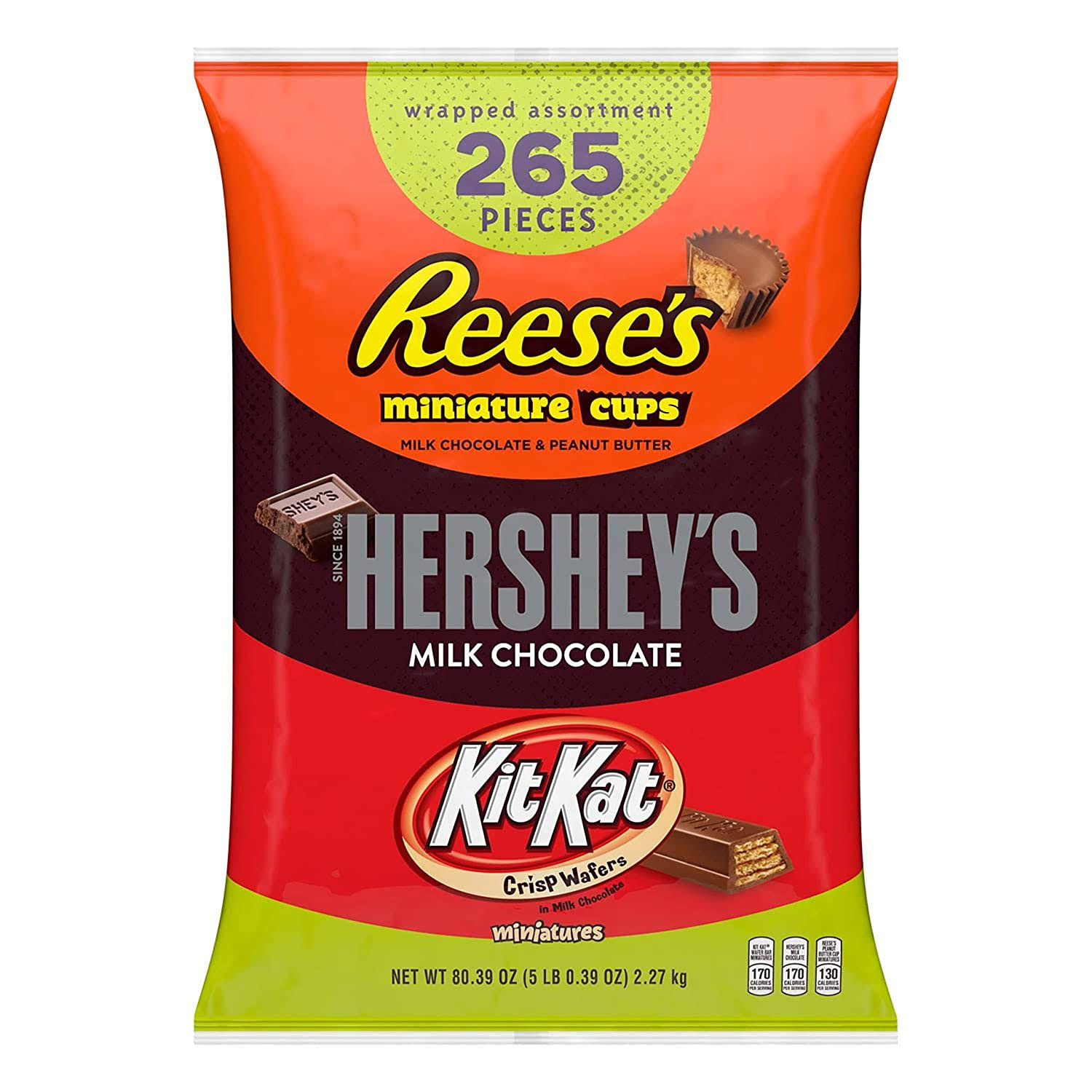 REESE S, HERSHEY S and KIT KAT Assorted Milk Chocolate Candy, 80.39 oz, (265 Pieces)