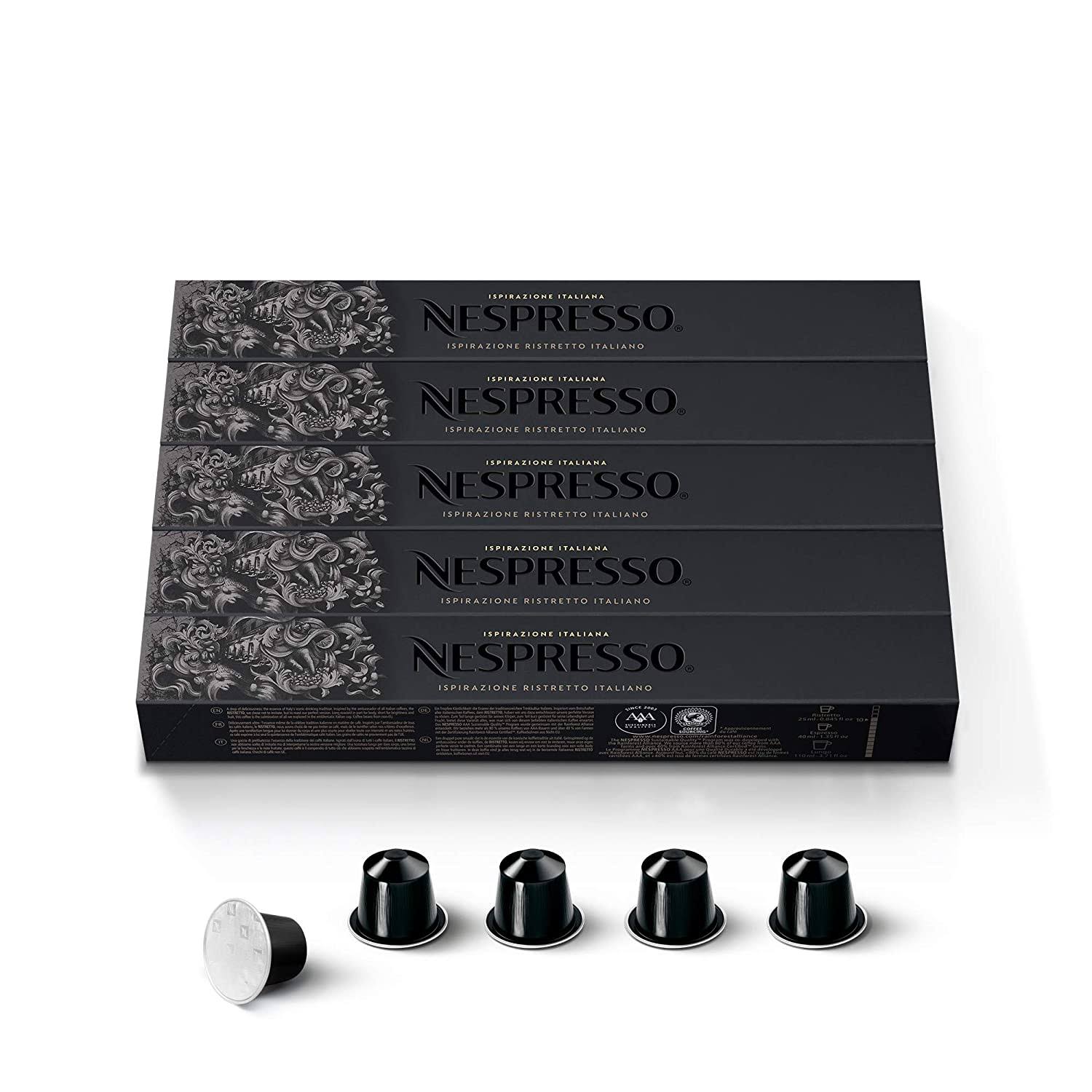 Nespresso Capsules OriginalLine, Dark Roast Coffee, 50 Count Coffee Pods, Brews 1.35 Ounce