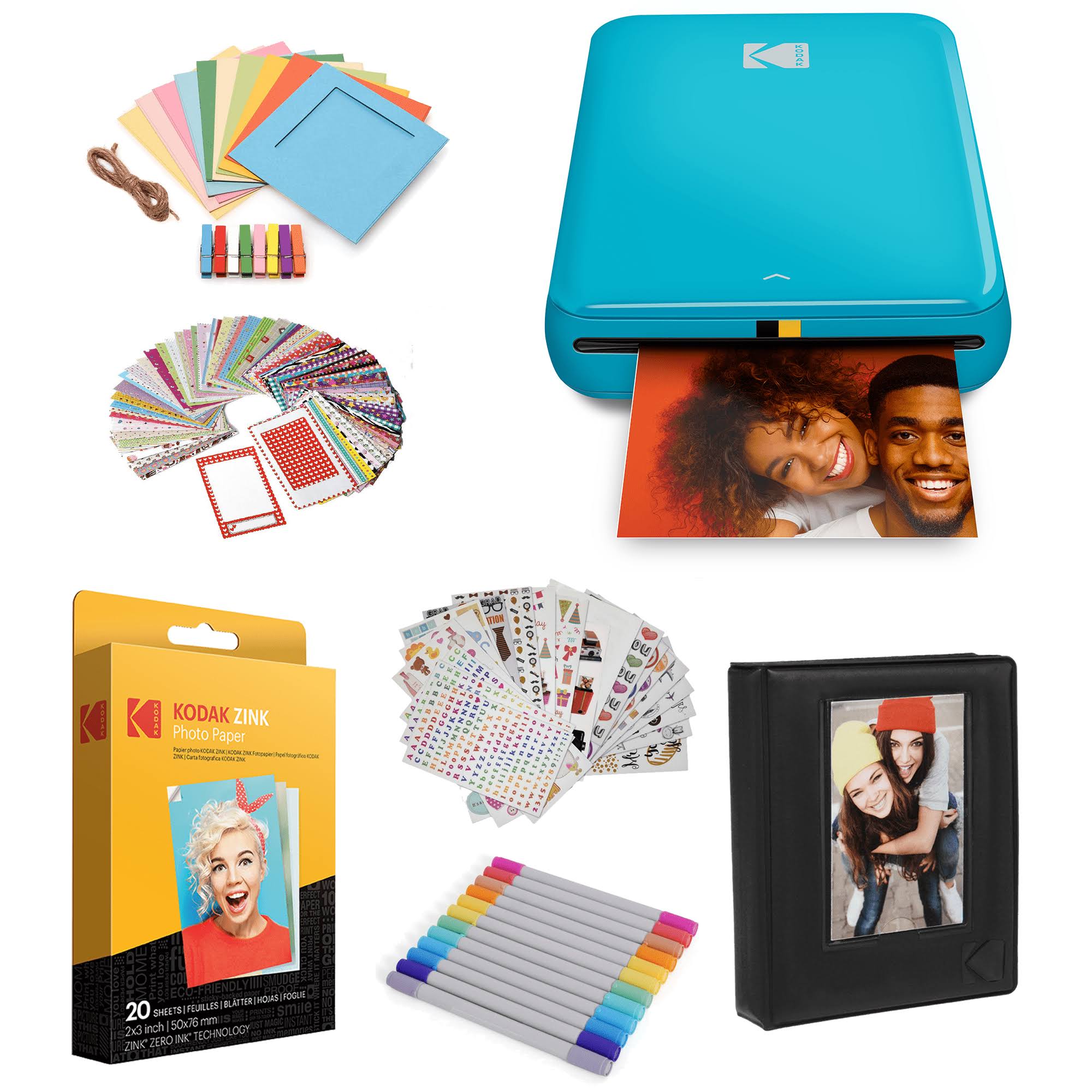 Kodak Step Mobile Instant Photo Printer Starter Bundle(Blue) for Ios   Android