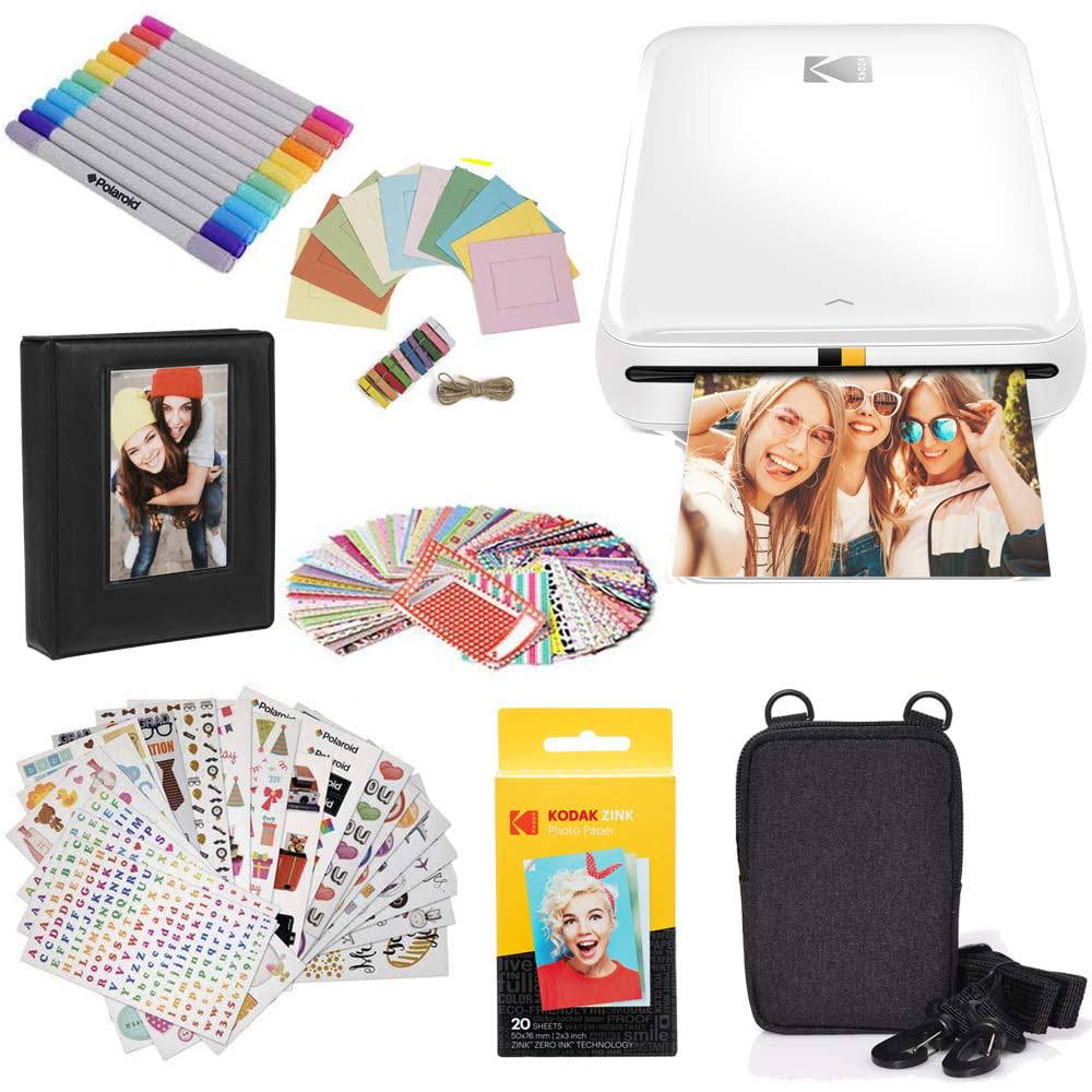 Kodak Step Mobile Instant Photo Printer Starter Bundle(White) for Ios   Android