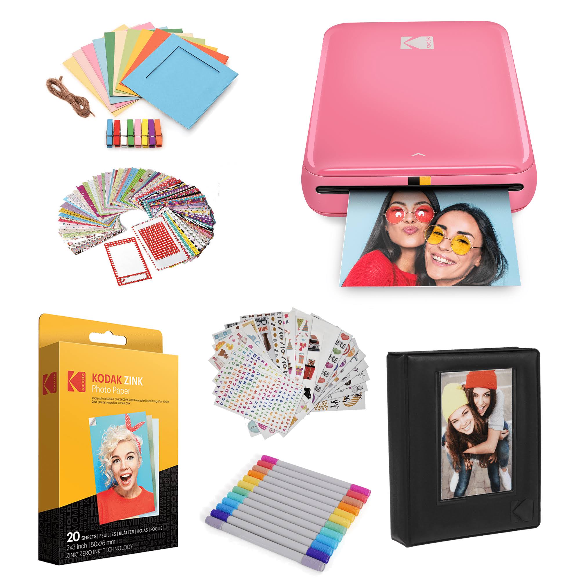 Kodak Step Mobile Instant Photo Printer Starter Bundle(Pink) for Ios   Android